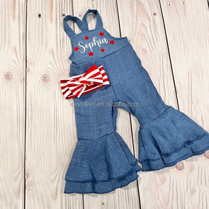 Sœur correspondant ensemble filles 4 juillet tenue une pièce bébé filles combinaisons été cloche bas pull - Product Image 4