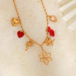 Collar de Acero Inoxidable con Colgante en Forma de Corazón Chapado en Oro de 18K, Joyería de Moda para Mujer XL31956 - Product Image 3