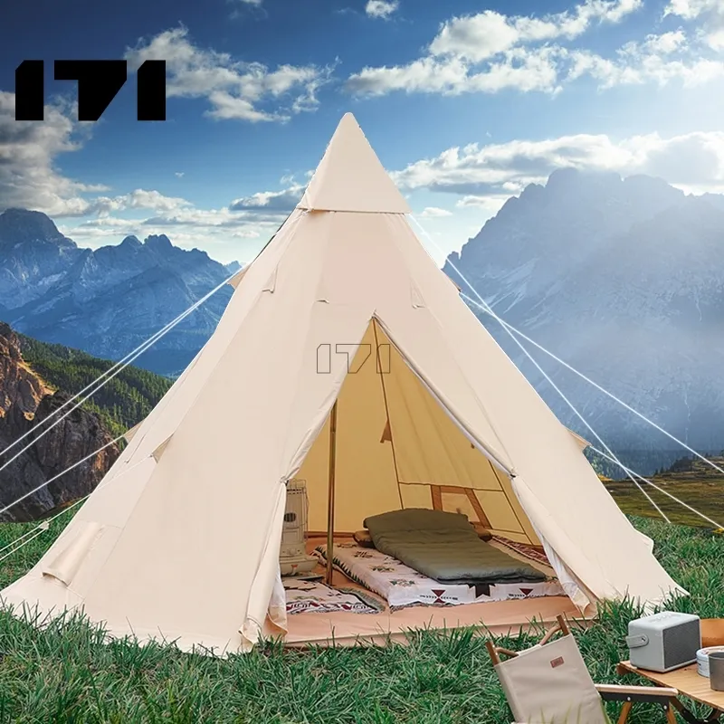 Tents For-sales Family Glamping Outdoor Teepee Heavy Duty Canvas 5m Tipi Tent