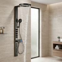 Ensemble de douche moderne en acier inoxydable avec affichage LED, jets pluie et massage pour hôtels et usage domestique