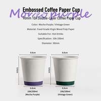Gobelet en papier jetable tendance pour thé au lait et boissons chaudes, emballage créatif gaufré à emporter, usage commercial, gobelet enduit