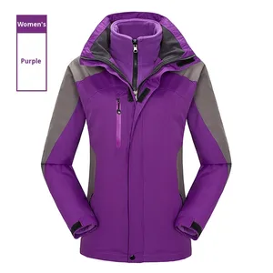 Veste de randonnée unisexe imperméable coupe-vent d'hiver deux pièces trois en un imperméable fermeture à glissière logo imprimé - Product Image 4
