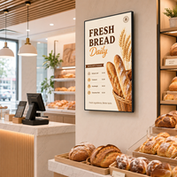 Pantalla LCD de Señalización Digital Comercial de 65 Pulgadas para Menús de Panadería y Cafetería, Montada en la Pared, con Cuatro Biseles Iguales, para Promoción de Menús