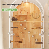 Cage à oiseaux moderne semi-circulaire en bois massif, villa pour perroquets en verre transparent, grande volière d'intérieur pour animaux de compagnie, cadre en fer pliable