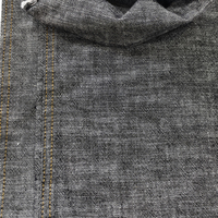 Tissu Denim Coton Chanvre Bleu Réactif Noir 6.3oz Tissage Uni Effet Slub Vertical Textile Antibactérien Durable