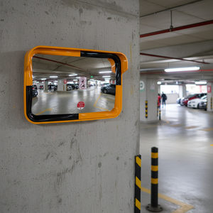 40 X 60 cm <b>Yellow</b>-Black Convex Traffic Safety Mirror Indoor Outdoor Parking Lot Rearview PC Acrylic Mirror - Product Image 3