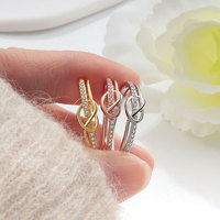 Bagues en argent sterling 925, bijoux de mode, lignes torsadées, nœud, zircon, forme de cœur, plaqué or, pour femmes