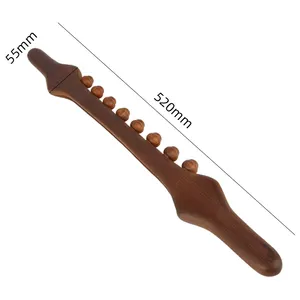 Body Sculpt 8 Beads Carbonized Beech GuaSha Stick Wood Therapy Massage Wooden Massage Stick Massage Tool Wood