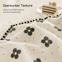 Parure de lit tendance blanc crème avec housse de couette à volants français et motif floral noir – Nouvelle arrivée, literie romantique pour les vendeurs e-commerce