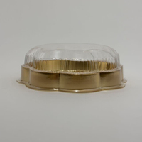 Boîte à gâteau au fromage élégante avec couvercle doré en PET, emballage alimentaire en plastique transparent jetable et recyclable