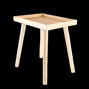 Japanese Ins Solid Wood Rattan Woven <b>Small</b> Tea <b>Table</b> Sofa Side <b>Table</b> - Product Image 3