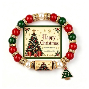 2026 New Ethnic Unisex Christmas <b>Bracelet</b> Santa Claus Crystal Beaded <b>Bracelet</b> Christmas Tree Reindeer Design Perfect Gift - Product Image 3