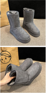 <span class=keywords><strong>Bottes</strong></span> d'Hiver Mi-Mollet pour <span class=keywords><strong>Femme</strong></span>, Confortables en Daim Doux avec Fonction Antidérapante, Doublure Chaude, Bottines à Plateforme Moelleuses - Product Image 3