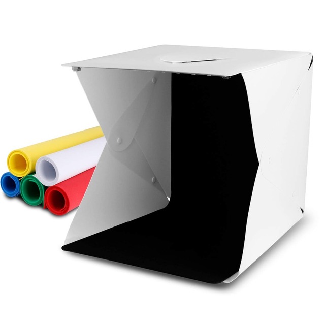 Royressan 2 LED Folding Lightbox 40*40 Portable Photography Photo Studio Softbox Adjustable Brightness Light Box for DSLR Camera