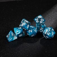 Lot de dés polyédriques marbrés turquoise de qualité supérieure, dés de jeu de rôle en acrylique à motif tourbillonnant pour Donjons et Dragons, cadeau de table
