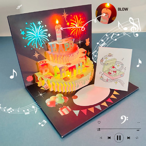 Tarjeta <span class=keywords><strong>de</strong></span> Felicitación 3D Pop-up con Velas y Fuegos Artificiales, Luces y Música para <span class=keywords><strong>Cumpleaños</strong></span> - Product Image 2