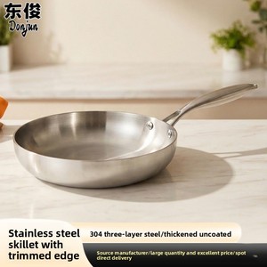 Sartén Antiadherente de Tres Capas de Acero Inoxidable 304, <span class=keywords><strong>Wok</strong></span> con Revestimiento Grueso, Base de Aluminio de Fondo Plano, Universal para Gas - Product Image 5