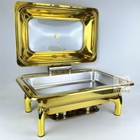 Luxus Edelstahl Buffet Food Warmer Chafing Dish mit Glasfenster für Home Restaurant Hotel Buffet Party