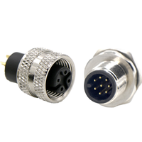 Adaptateur circulaire fileté M12 en laiton, mâle-femelle, IP67, montage sur panneau, codage A, 2-17 broches, coque/câble personnalisable, OEM, 40 ans d'expérience