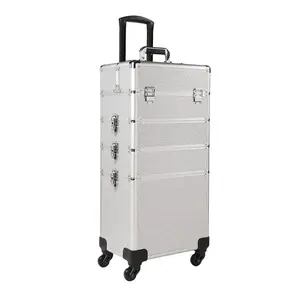 Professional High Quality 4 Layer Trolley Makeup Box 2 Colors PU PVC Material Nail Salon Furniture Wholesale