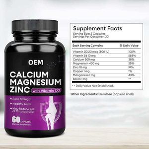 Cápsula multivitamínica herbaria de etiqueta privada OEM, suplemento dietético de calcio, magnesio y zinc - Product Image 6