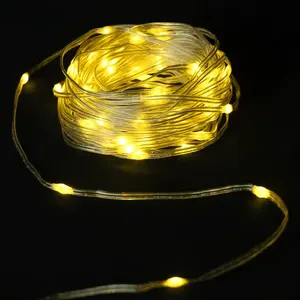 Guirnalda de luces de 5m con pilas 3AA, material PVC y cobre, color blanco cálido, ideal para decorar interiores y exteriores. - Product Image 1