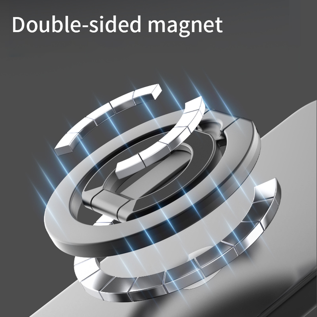 Electroplated Zinc Alloy Phone Ring Holder Foldable Magnetic Finger Grip Kickstand Anti-drop Bracket for Magnetic Cellphone