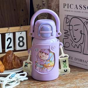 Botella de Agua Térmica de 500 ml, Libre de BPA, de Alta Calidad, para Estudiantes, Niños y Niñas, con Doble Asa para Beber y Correa - Product Image 4