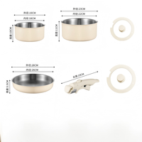 Ensemble de casseroles multifonctionnelles en acier inoxydable 304, écologiques, personnalisables, avec poignée amovible, pour la cuisine domestique, vente en gros