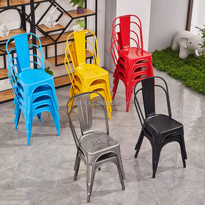 <span class=keywords><strong>Sedie</strong></span> da Pranzo in Metallo Impilabili Colorate - Sedute Commerciali in Stile Industriale <span class=keywords><strong>per</strong></span> Caffè/Ristorante - Product Image 2