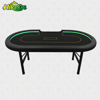 Table de jeu ovale avec pieds pliants, table de cartes Hike on, accoudoirs en cuir, tube carré, table de jeu de cartes pour la maison