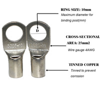 SC25-6 SC25-8 SC25-10 SC25-10 25mm² Anschlusskabel-Lötverbinder-Set mit Bolzenloch und Verzinnten Kabelschuhen