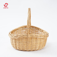 Grand panier d'extérieur en osier de luxe JY poignées vides en bois pour cueillir des fruits et des fleurs pour le marché de Noël Cadeau de récolte