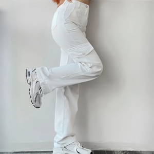 Solide femmes Slim Cargo <span class=keywords><strong>pantalon</strong></span> Jogging sport taille haute Street Wear <span class=keywords><strong>pantalon</strong></span> poches dame longue jambe large <span class=keywords><strong>pantalon</strong></span> <span class=keywords><strong>de</strong></span> <span class=keywords><strong>travail</strong></span> - Product Image 2