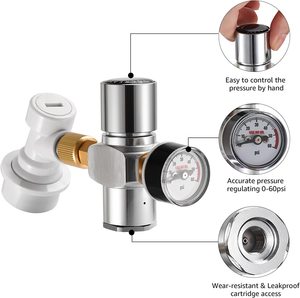 Mini regulador de barril de aluminio portátil 0-60 PSI CO2 cargador 3/8 adaptador para Gas nitrógeno Mini barril cerveza Growler alta precisión - Product Image 2