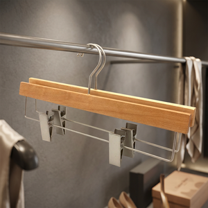 Wooden Clothing <b>Hanger</b> Stainless steel clip <b>hangers</b> Modern minimalist wardrobe <b>hangers</b> Custom Wooden <b>Hangers</b> With Logo - Product Image 4