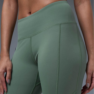 Full Length Solid Breathable Seamless High Waist <b>Thin</b> Yoga Leggings Spandex/Nylon Eco-Friendly Women's Elastic Waist High - Product Image 2