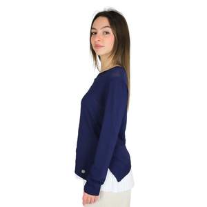 Women's Jersey Sweater <b>Blue</b> <b>Long</b> <b>Sleeve</b> Crew Neck Casual <b>Top</b> - Product Image 2