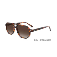 Lunettes de soleil polarisées personnalisées en acétate 2026 – Vente en gros de lunettes de soleil de luxe pour femmes, monture carrée noire à double pont
