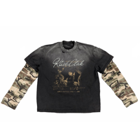 T-shirts Homme et Femme Effet Camouflage Faux Deux Pièces Délavé et Vieilli de Haute Qualité avec Graphiques Personnalisés