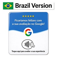 Carte NFC de revue en portugais brésilien, carte à puce bleu roi du Brésil NTAG213, étanche et réinscriptible, pour hôtels, cafés et restaurants