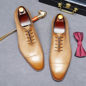 Chaussures Oxford en cuir véritable clair pour hommes - Bout renforcé, doublure en cuir de vachette, style professionnel, tendance britannique - Product Image 4