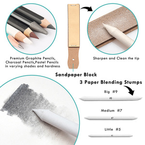 Ensemble de croquis d'artiste en ligne vendre 50 pièces Kit de dessin d'esquisse avec bloc-notes au crayon <span class=keywords><strong>graphite</strong></span> au fusain - Product Image 5