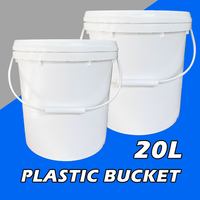 Seau en plastique noir personnalisable de 20 L/5 gallons, qualité alimentaire et recyclable, avec poignée et couvercle métalliques inclus