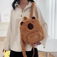 Sac à dos en peluche Capybara Kawaii BoTu pour femmes, sac polyvalent de grande capacité, sac amusant de dessin animé Capibala, sac de voyage décontracté, cadeau pour enfant