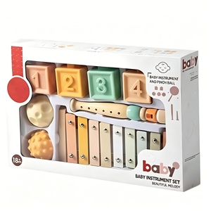 Juego de Instrumentos Musicales de Madera Montessori Orff para Niños, Juguetes de Madera con Xilófono y Flauta, Juego de 10 Piezas - Product Image 1