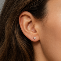 Clou d'oreille en titane ASTM F136 sans filetage, motif flocon de neige, hypoallergénique, sans nickel, pour piercing du cartilage de l'oreille