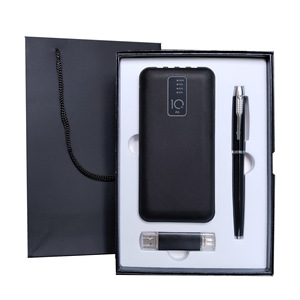 Father's Day 2025 Wholesales New Trendy Powerbank with USB Flash Drive and Pen Corporate Business Gift Set for Men Presents