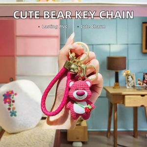En gros, Pendentif Coolter Mignon Ourson Fraise en Tissu, Décoration pour Sac à Dos, Sac de Couple, Chaîne de Suspension, Cadeau Décoratif, Porte-clés - Product Image 2