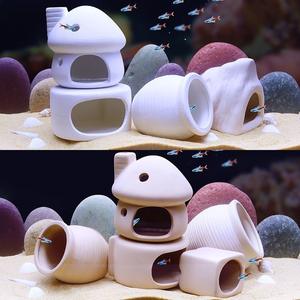 Decoración de Pecera con Forma de Casa de Champiñones de Cerámica, Escondite, Tanque de Cría para Peces, Paisaje, Nido para Camarones y Peces Pequeños - Product Image 2